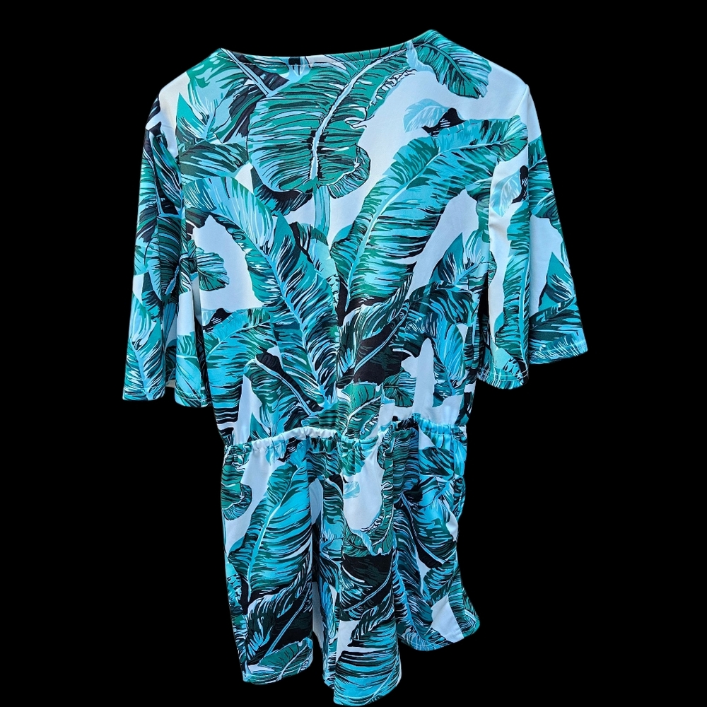 Tropical Leaf Print Kimono Size L - Picture 9 of 15